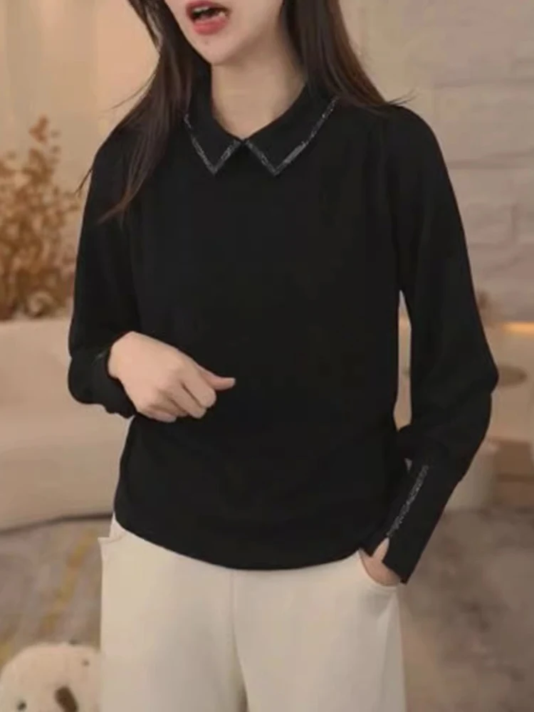 Faionable Winter Camere Maglieria Maglione tempestato di diamanti da donna Top dimagrante in lana Sli Versatile coreano Sle Lon...