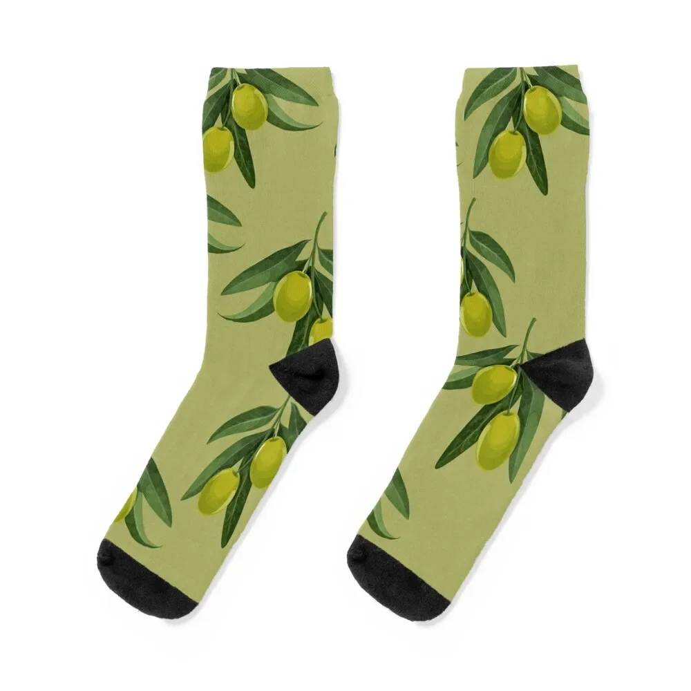 

olives and leaves Socks Heating sock Stockings man new in's winter Socks Men's Women's