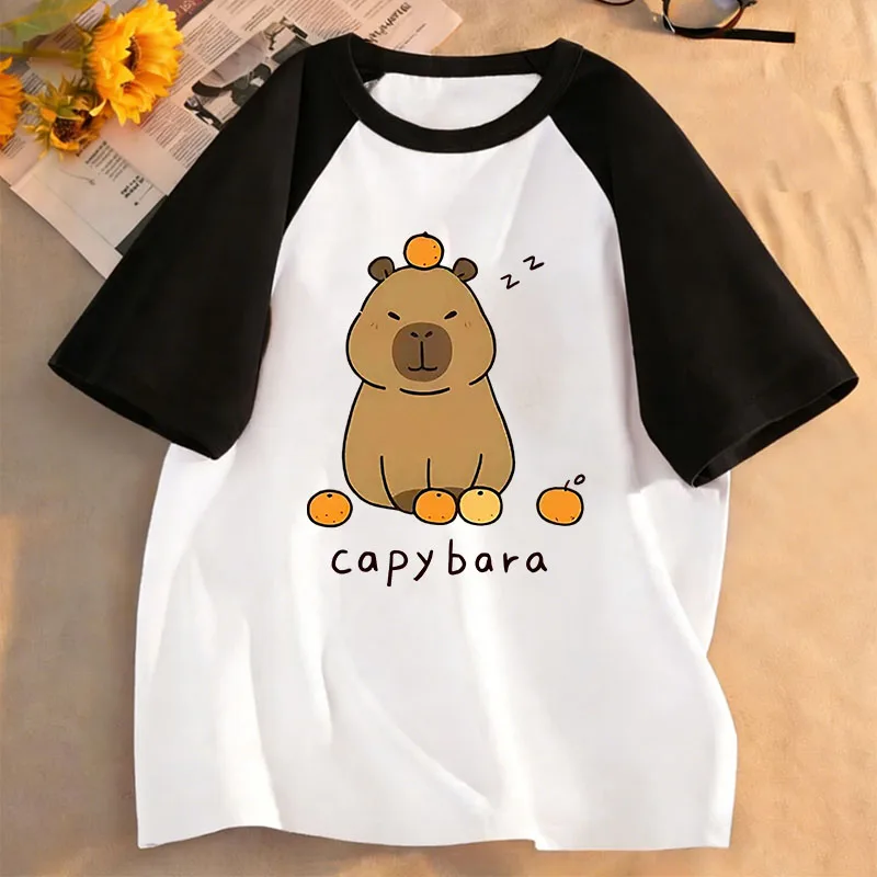 Cartoon Trendy Capybara T Shirts Kids Children's T-shirt Boys Girls Short Sleeve Summer Spring Casual Top Tee Shirt