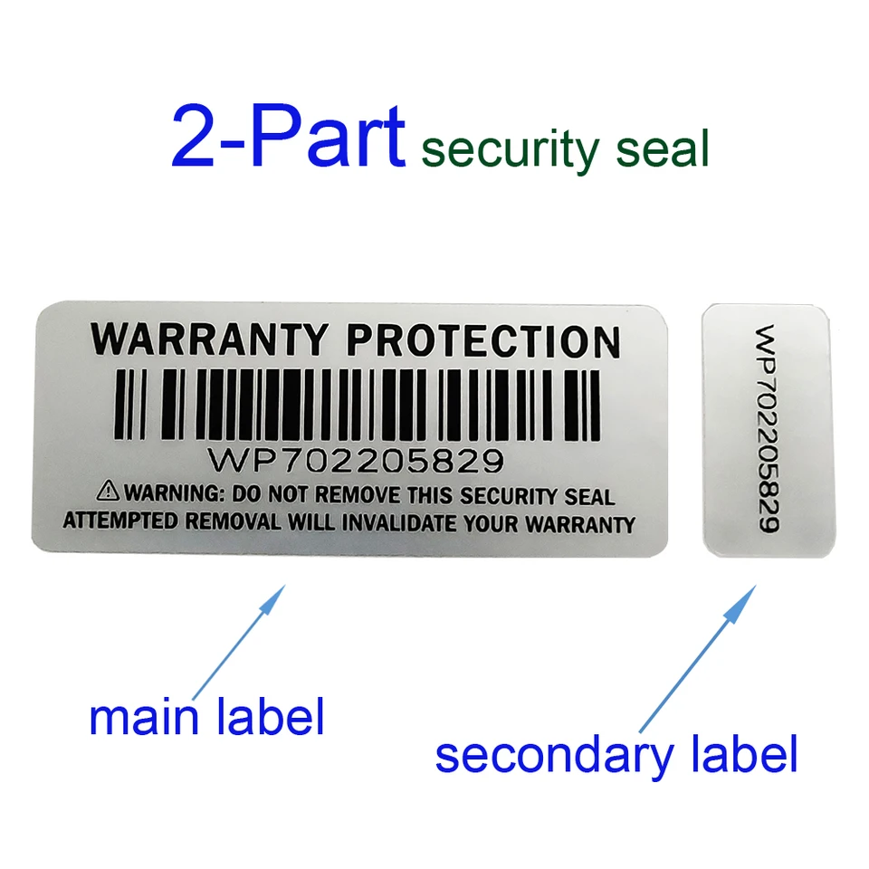 【シリアルナンバー入り】透明 100 Pairs Silver Security Seals with Unique Numbers