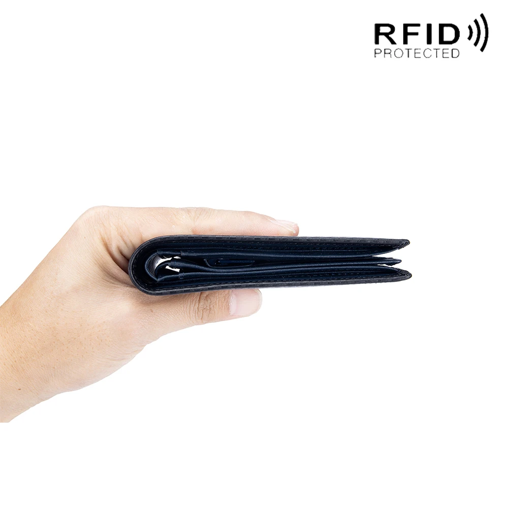 RFID Men's Wallet Genuine Leather Short Wallet Multi Card Change Position Cowhide Wallet Card Holder Card Wallet Coin Purse