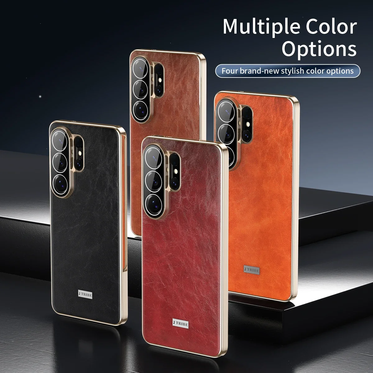 High-end Oil-Wax Textured Vegan Leather Case For Samsung S26 Ultra S25 S24 Ultra Camera protection Shockproof Slim Cover