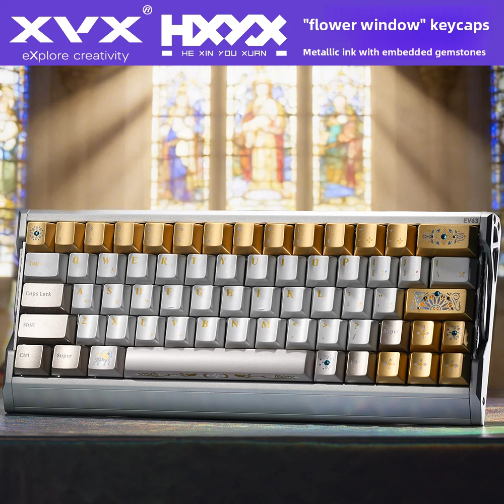 Custom Floral Lattice Keycap Original Side Print Diamond Accent Metallic Pearl Magnetic Compatible Gift