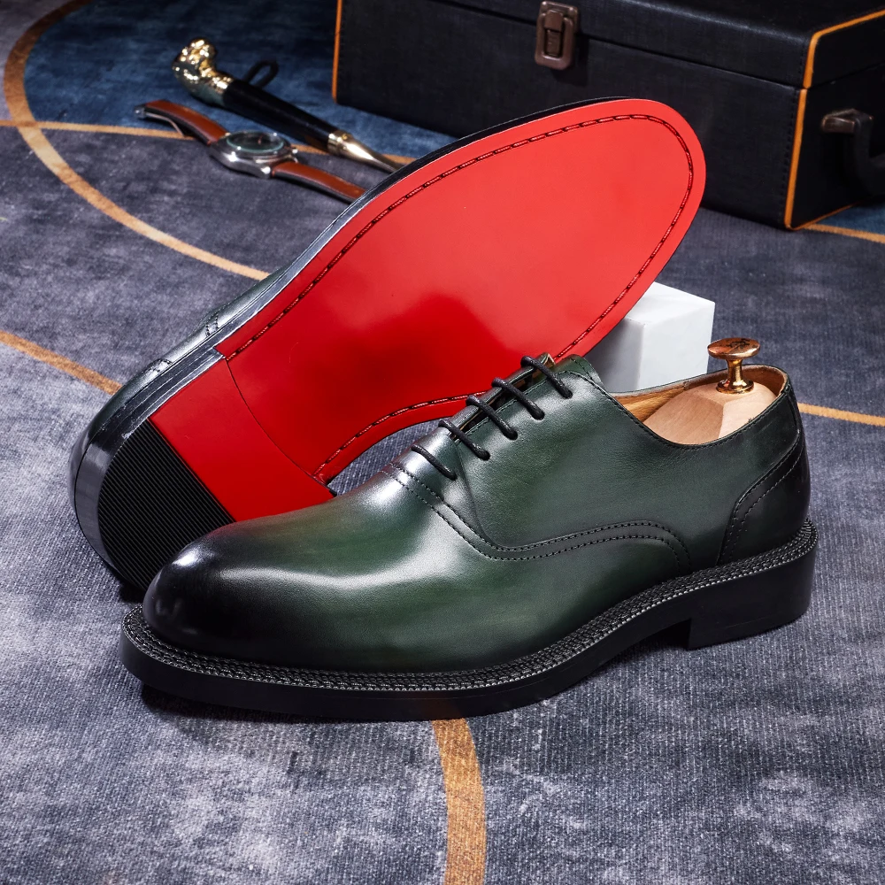 

Мужские оксфорды ручной работы из воловьей кожи с полированной отделкой и градиентным носком, трехслойный рант, высокая поддержка, европейские размеры для повседневного офиса, формального использования