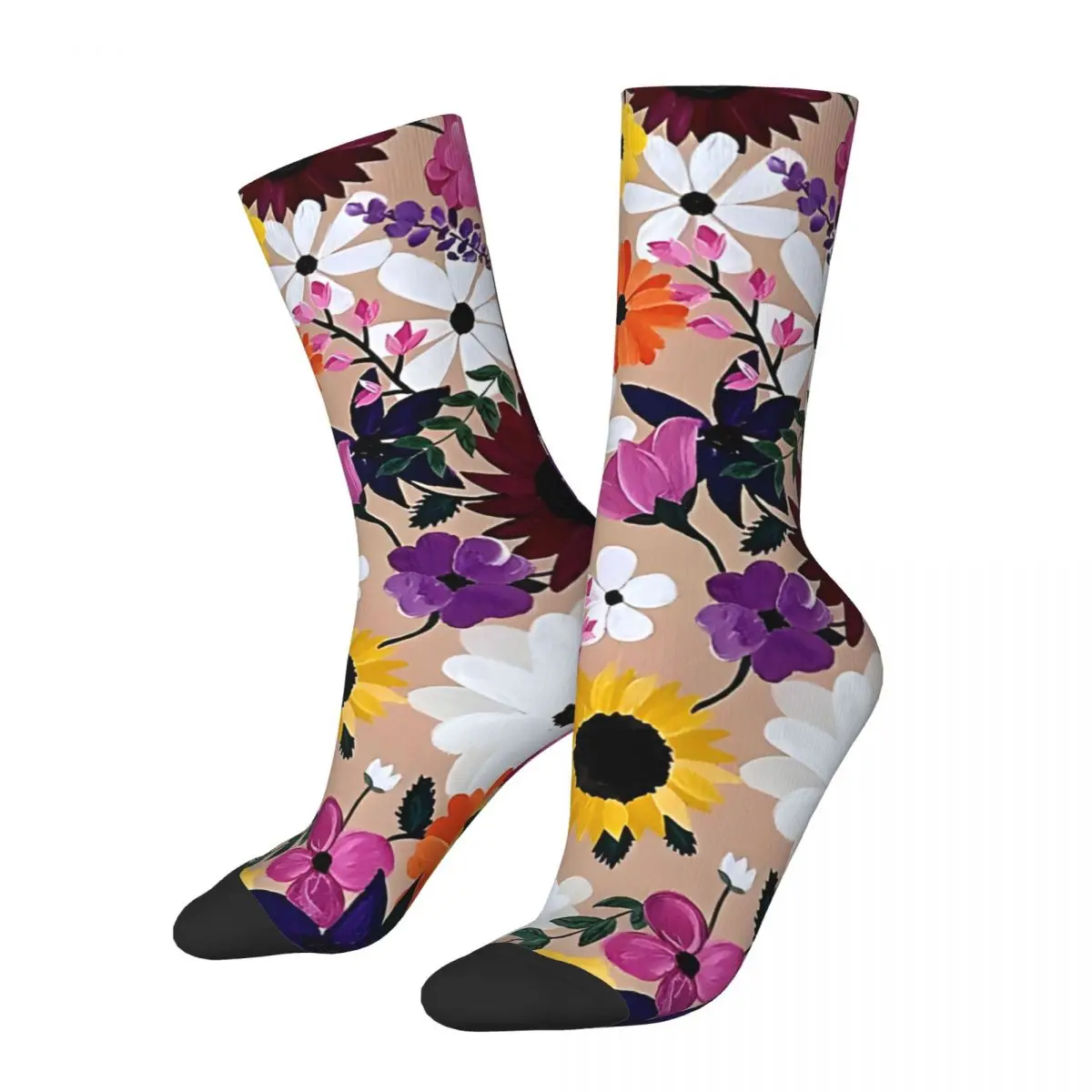 Funny Crazy Taylor Dress Inspired Floral Painting Sock for Men Hip Hop Vintage student Quality Pattern Crew Sock tops fugees