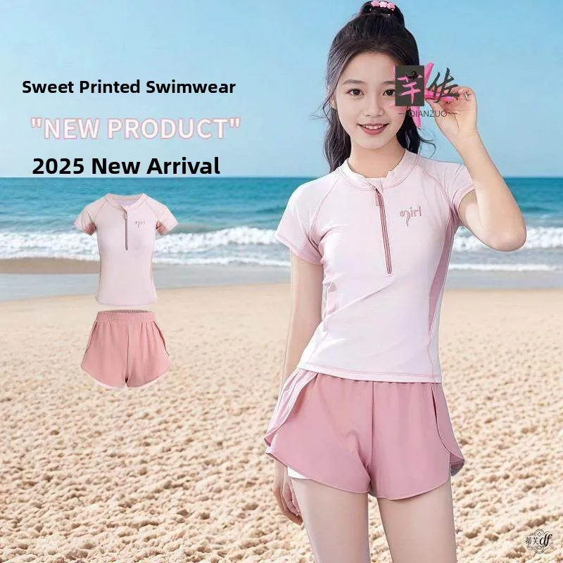 Children's Swimwear Girls' Junior High School Two-Piece Summer New Style Teenage Advanced Swimming Suits Fast Dry Water Park