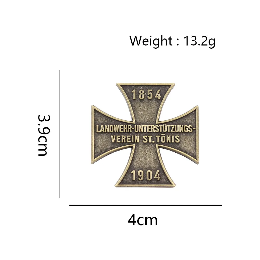Vintage German Iron Cross Brooches 1854-1904 Landwehr Military Medal Badge Retro Maltese Cross Lapel Pins Men Suit Accessories - view 5