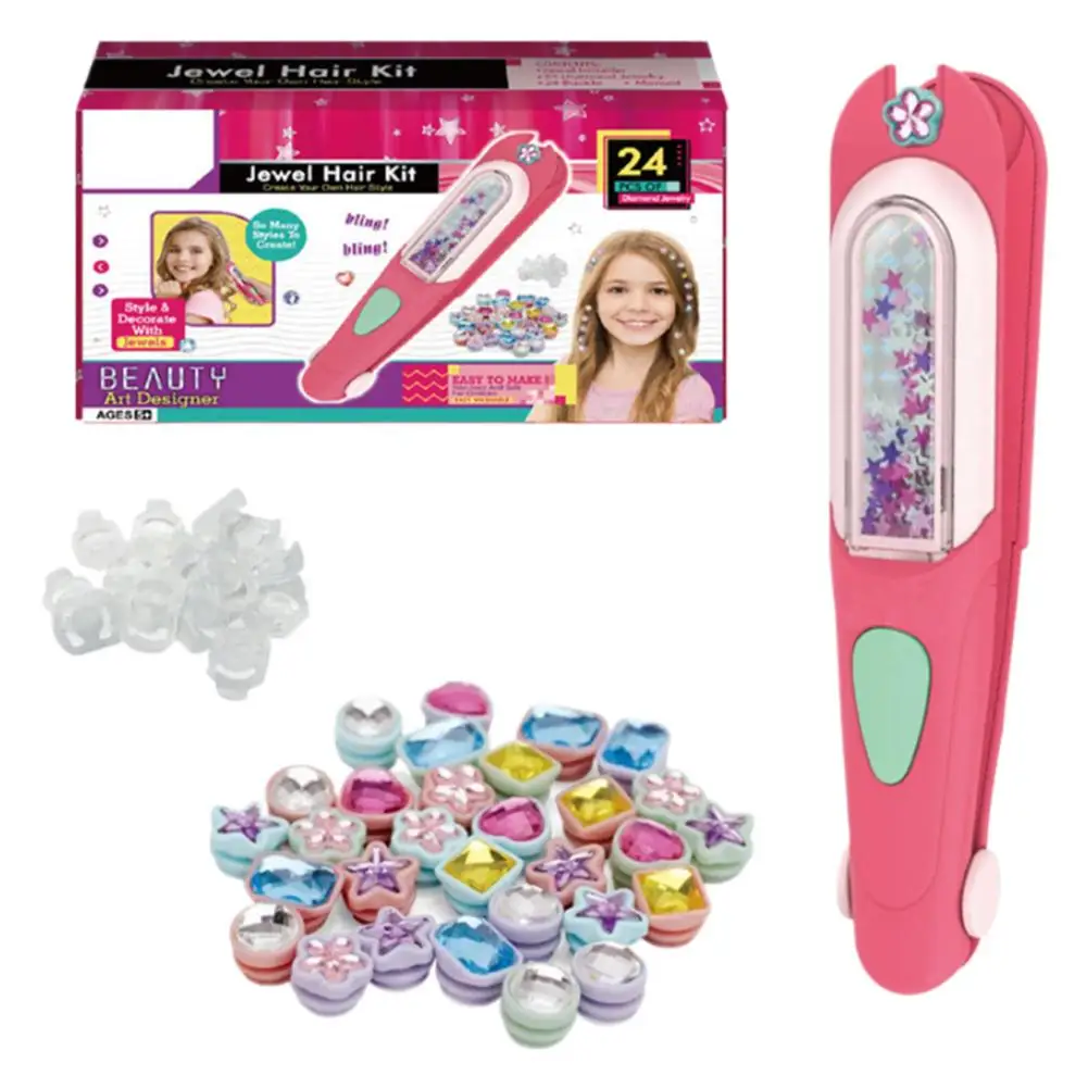 Набор штампов для волос, блестящие украшения для волос для девочек, игрушки, инструмент для укладки волос с многоразовыми блестящими бриллиантами, игрушка в подарок