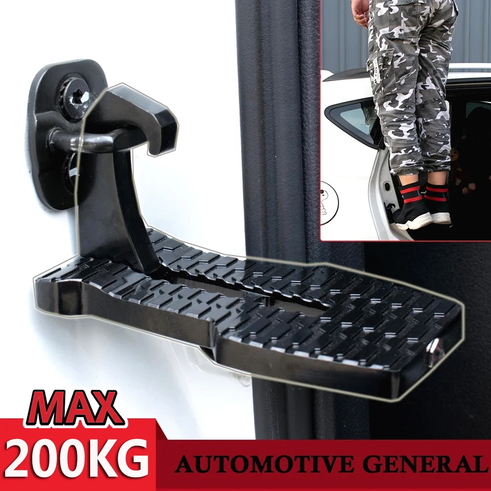 Foldable Car Door Auxiliary Step Pedal Universal Auto Off road SUV Rooftop Luggage Rack Ladder   Foot Peg Doorstep Safety Hammer