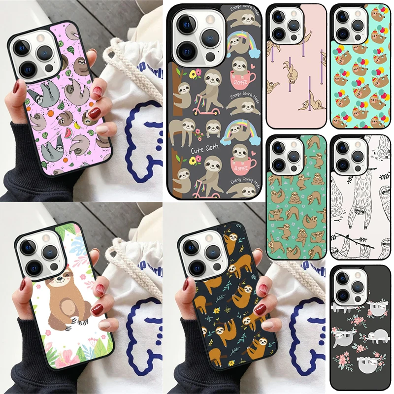 Cute Sloth Animal Cover For iPhone 16 13 14 15 Pro Max 12 Mini 11 15 Pro Max 6 7 8 Plus Max SE 2020 Phone Case