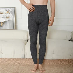 Pantalon thermique en cachemire pour hommes, coupe ajustée, en laine, épais, protège-genou, taille haute, en coton, nouvelle collection hiver