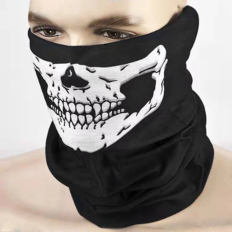 Hot! Motorcycle Headgear Cap Men Balaclava Multi-function Skull Face Mask Bicycle Mask Shield Sunscreen Halloween Mask