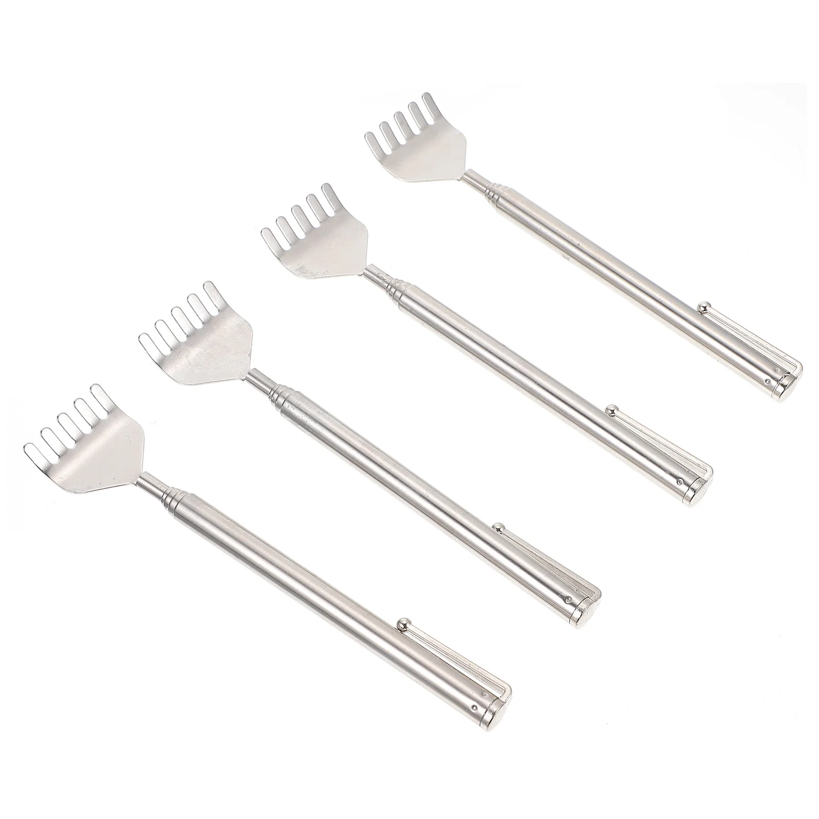 

4 шт., инструмент для массажа спины, эргономичный выдвижной скребок, коготь, снимает зуд, быстро серебряный скребок для спины, массажер против зуда