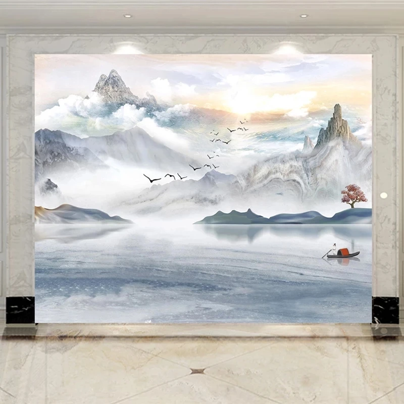 Customized Mural Wallpaper Artistic Ink Landscape Marble Bedroom Living room TV background restaurant study Hotel wall fabric 8d