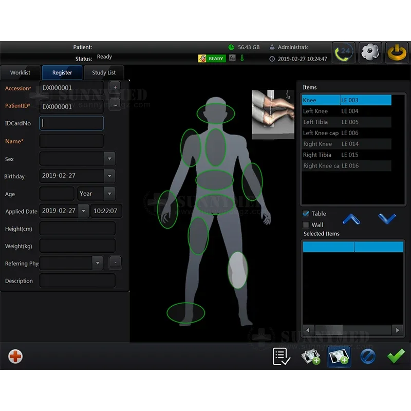 SY-D019BDR Hochfrequenz 5KW Mobile DR Digital Röntgenmaschine Preis für Menschen