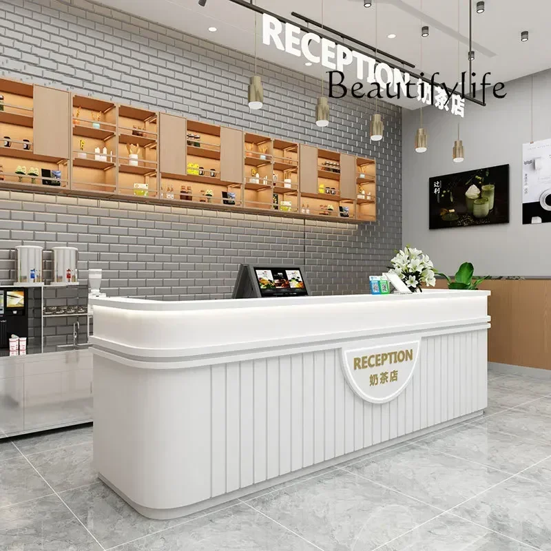

Milk tea shop cashier bar counter store small clothing store beauty salon corner front desk reception desk