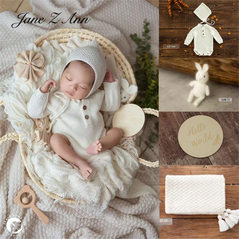 Newborn theme woolen one-piece cradle rabbit doll blanket Nordic style baby full moon props