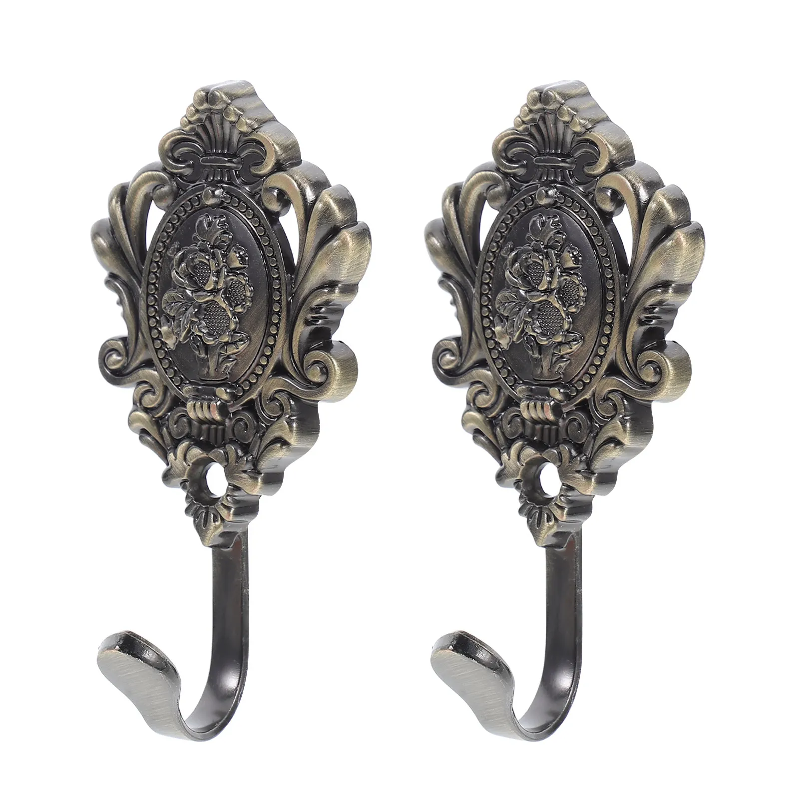 2 шт. прочных металлических крючков с тиснением, черная отделка, настенные, для пальто, шляп, сумок, винтажный декор, для гостиной, прихожей, вешалка-крючок