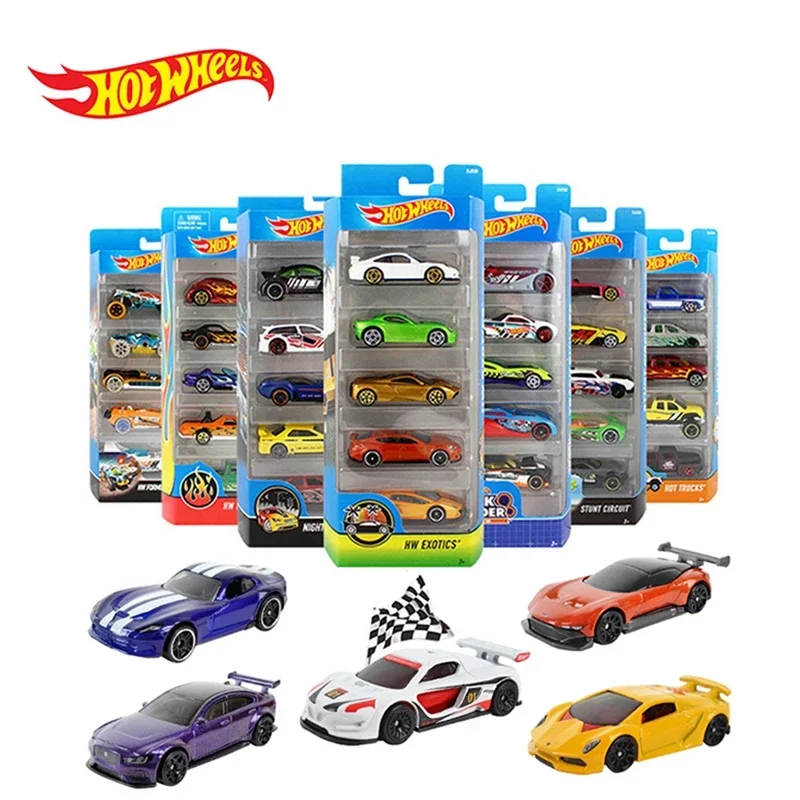 Original Hot Wheels Small Sports Car Track Set Hotwheels Racing Alloy Toy Cars Model 5pcs Diecast 1/64 3 Year Old Toys for Boys