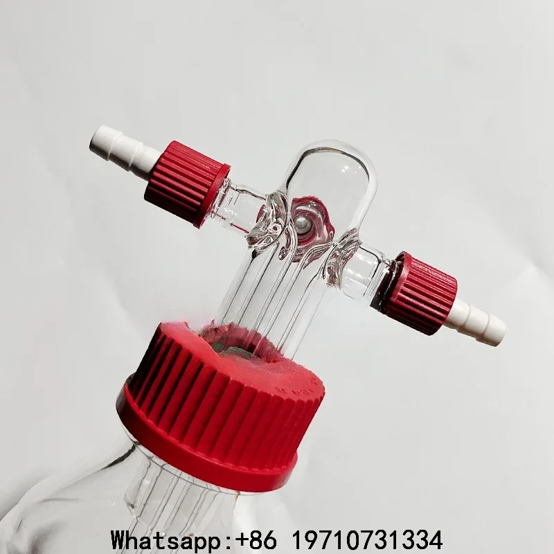 Screw Wash Gas Cylinder GL45 Double Multi-inlet Single Exhaust, Wash Bottle Buffer Bottle Glass Safety Bottle Seal