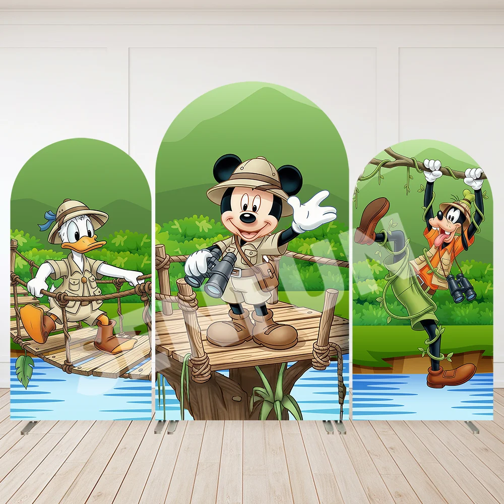 

Safari Mickey Mouse Party Supplies Arch Backdrop Cover First Birthday Banner Donald Duck Baby Shower Arched Wall Background