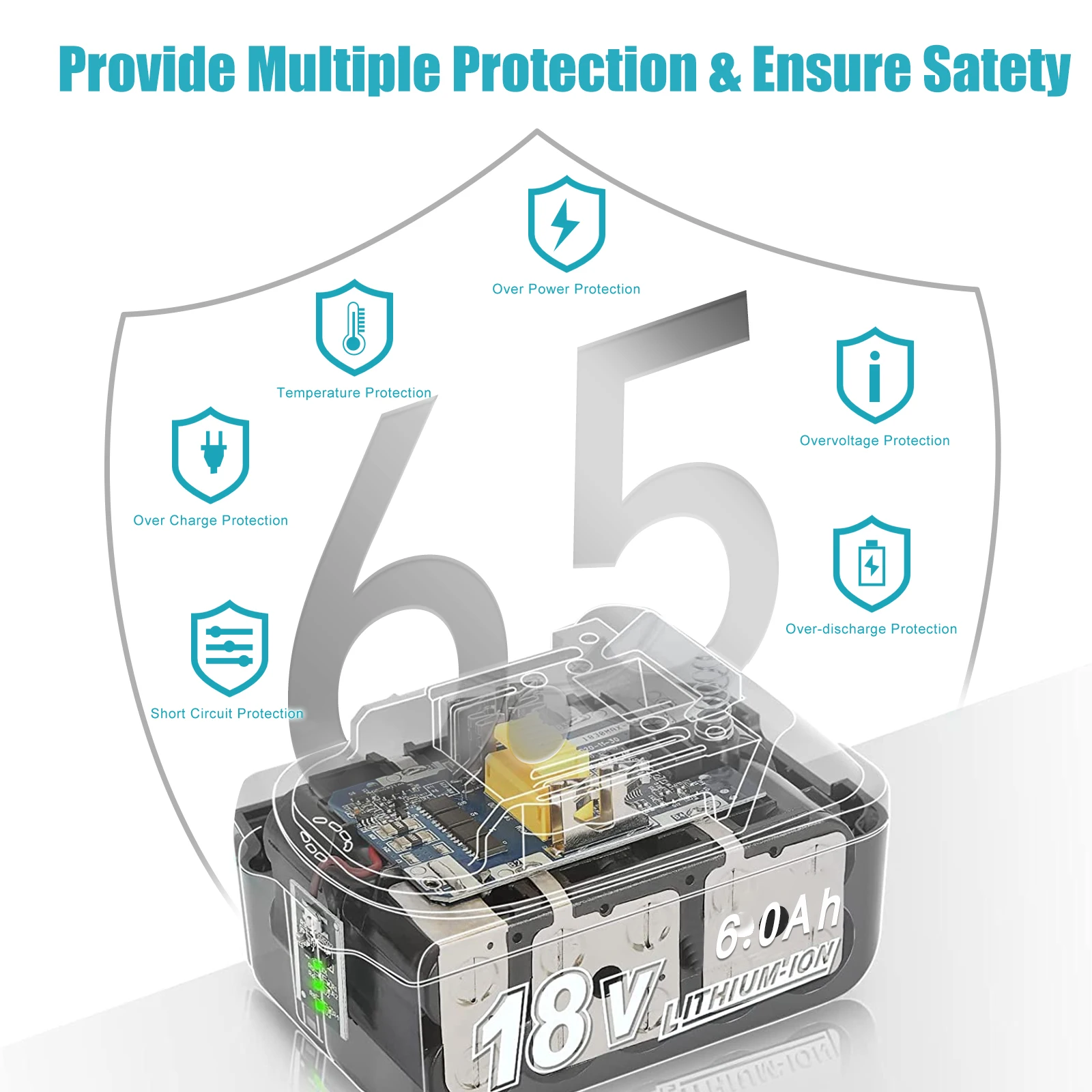 12V 6000 mah charger For Makita Battery Rechargeable Replacement BL1840 BL1850 BL1860 BL1860B Tools Power Bank Free shipping