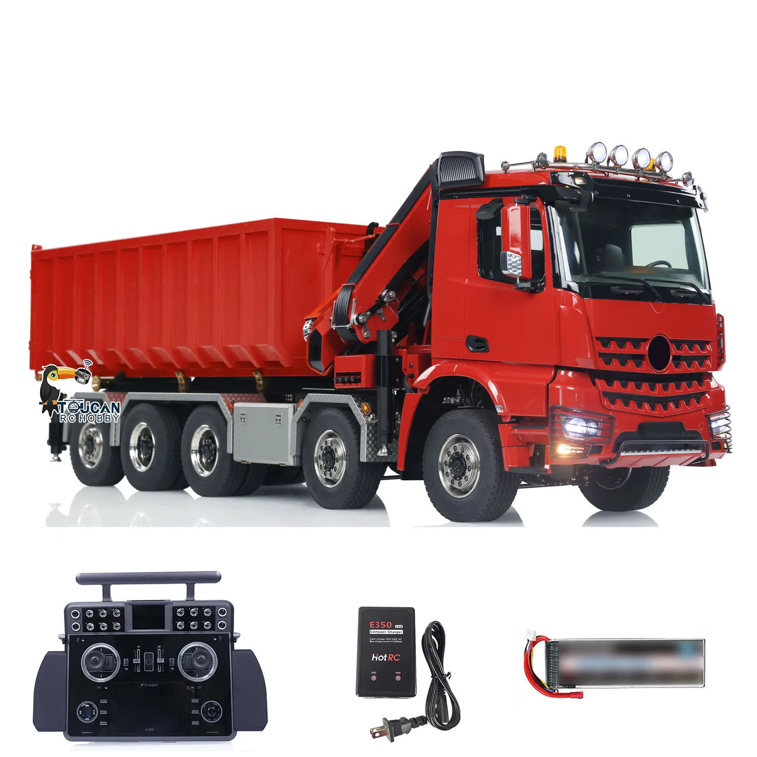 Metal Hydraulic RC Tipper Car 1:14 10x10 Remote Control Full Dump Crane Trucks Sound Light Car Machine Vehicle Model THZH1828