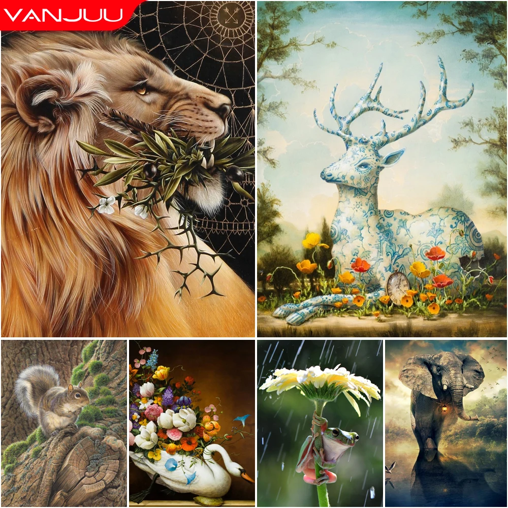 

Animals 5D Diamond Painting Shelter Frog Lion Diamond Painting Mosaic Full Drill Diamond Embroidery Painting Home Decor