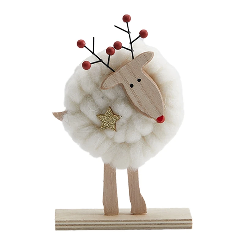 New Nordic Christmas Wooden Wool Felt Decoration Christmas Elk Santa Claus Ornament Christmas Tree Desktop Decoration C