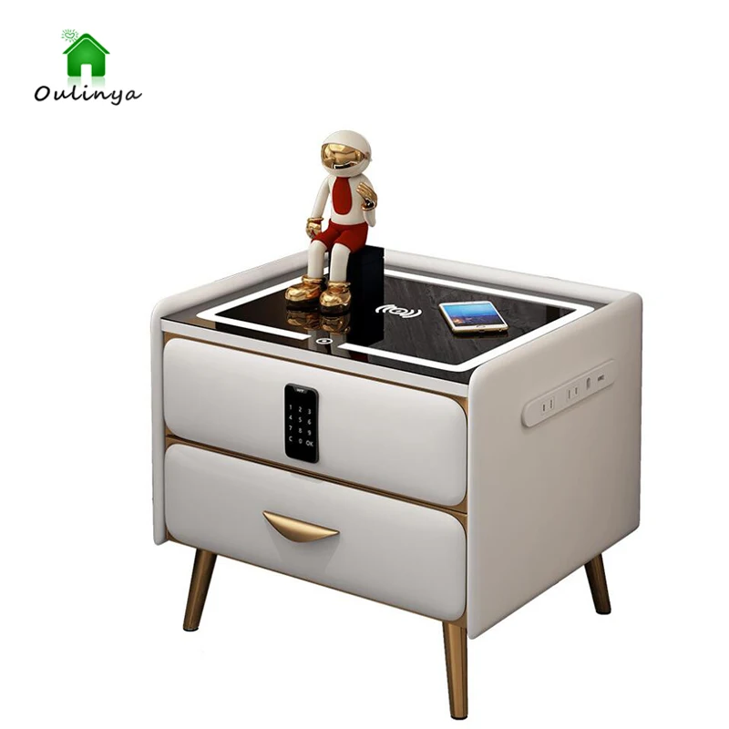 

Smart Bedside Cabinet Solid Wood Storage Cabinet Multi-functional Wireless Charging Password Lock Bedside Cabinet