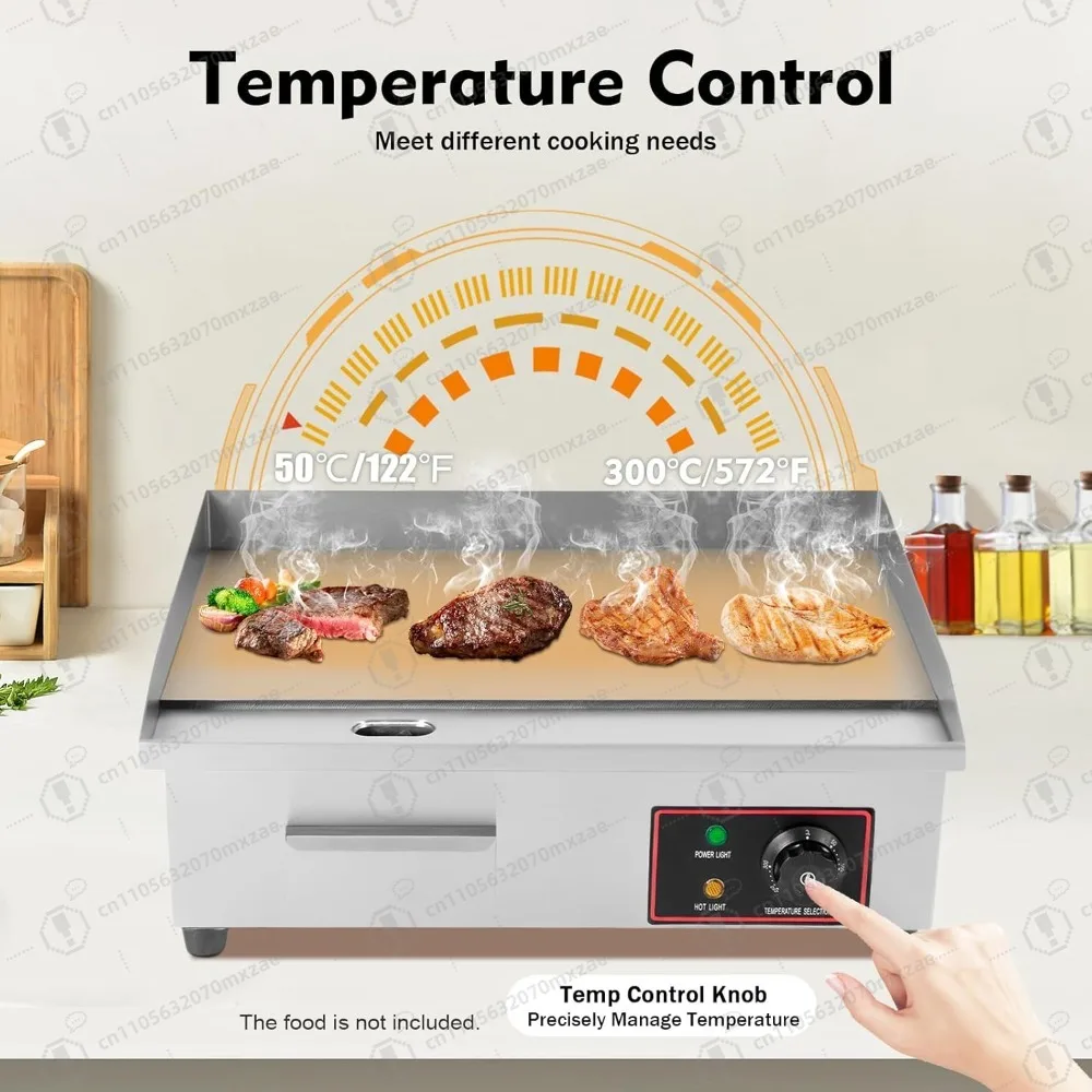 شواية تجارية من الدرجة الاحترافية مقاس 21.5 بوصة، شواية مسطحة من الفولاذ المقاوم للصدأ بقدرة 3000 وات مع تحكم دقيق في درجة الحرارة #3