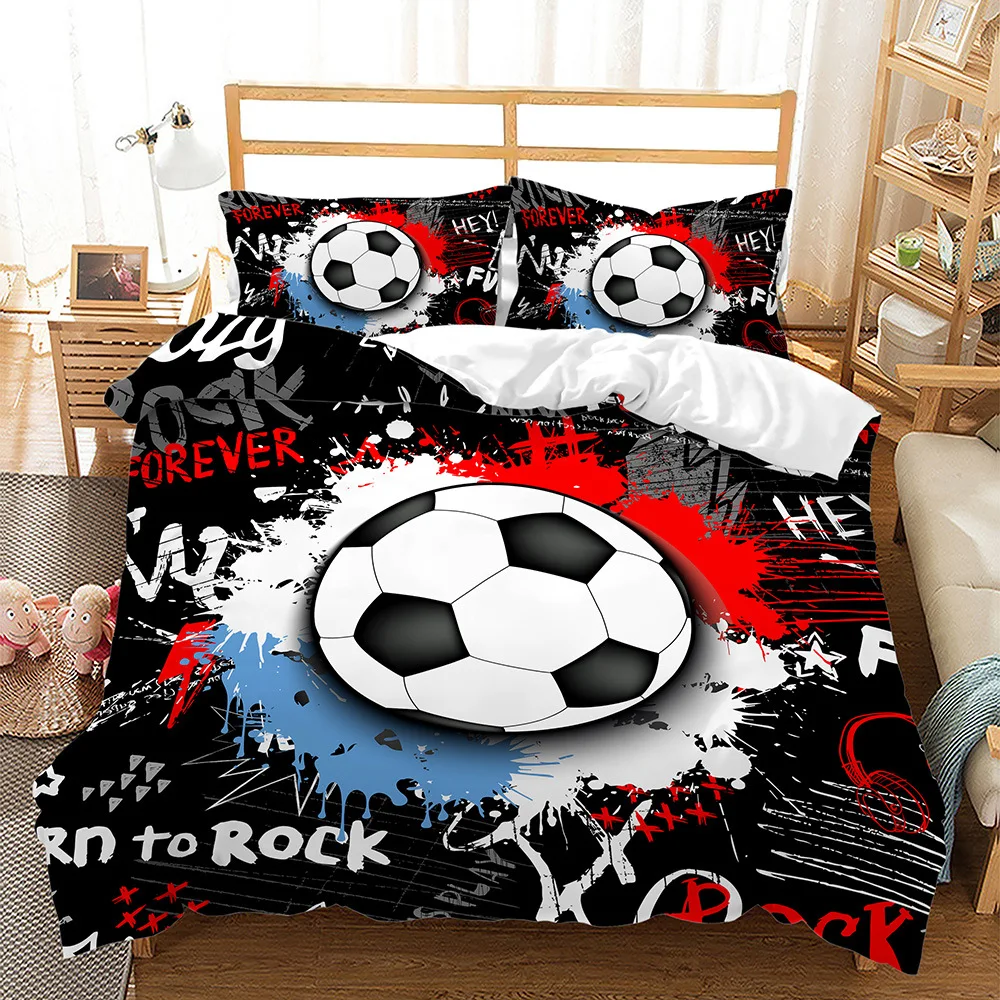 Kids Football Comforter Cover Queen Size American Soccer Bedding Set Sports Duvet Cover for Boys Girls Children Bedspread Cover