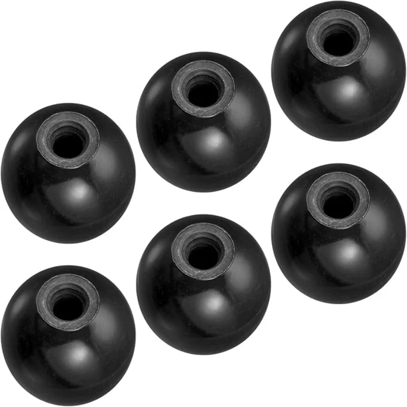 6pcsThreaded spherical knob，M8Internal thread thermosetting spherical knob，Diameter1.18Inch，Black round operating ball handle，Wi