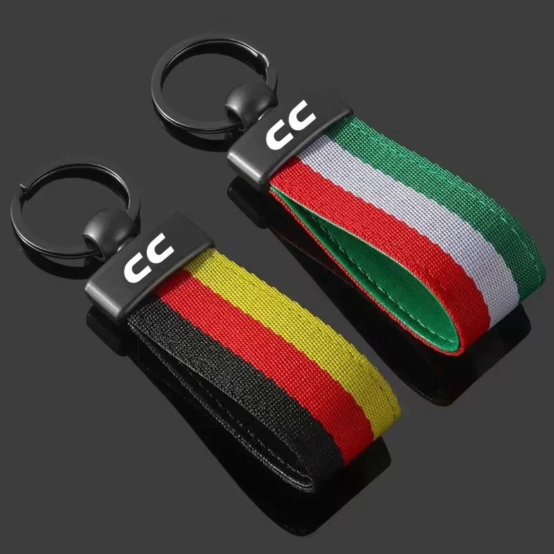 Nylon Webbing Keyring Pendant Car Key Chains Holder for Volkswagen CC Logo SR36 Touareg Sharan 4 Motion Keychain Accessories