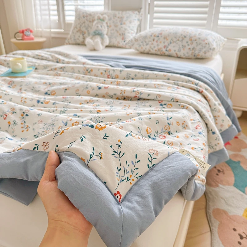 100% القطن داخل وخارج لحاف الصيف خفيفة الوزن فائقة النعومة رقيقة لحاف تكييف الهواء بطانية قطن نقية Ins