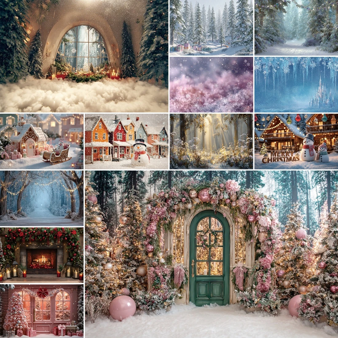 

MOON.QG New Year's Decor Photo Background Bowknot Winter Teddy Bear Backdrop Wallpaper Baby Portrait Studio Photobooth Decor