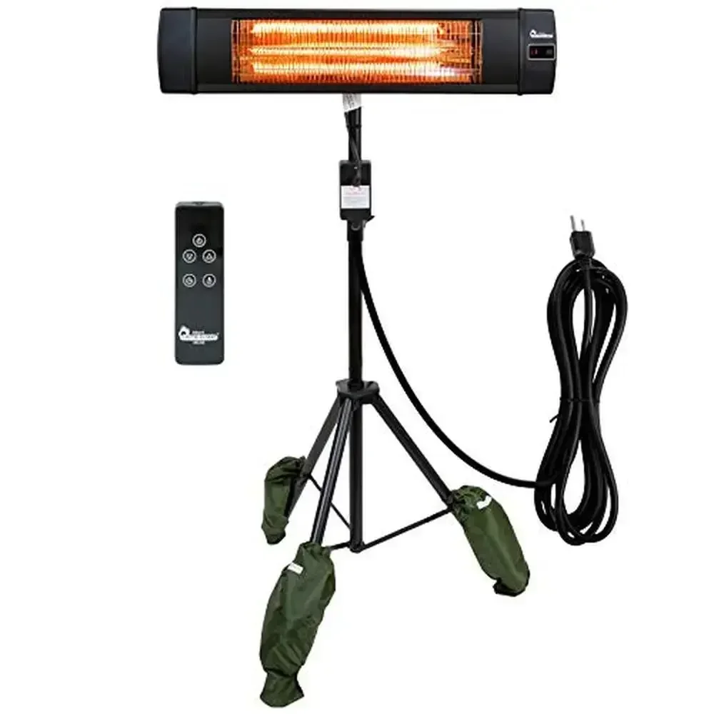 Carbon Infrared Heater Bundle Tripod Wall Mount 900W/1200W/1500W Portable Remote Control Tip Over Protection Indoor Outdoor Use