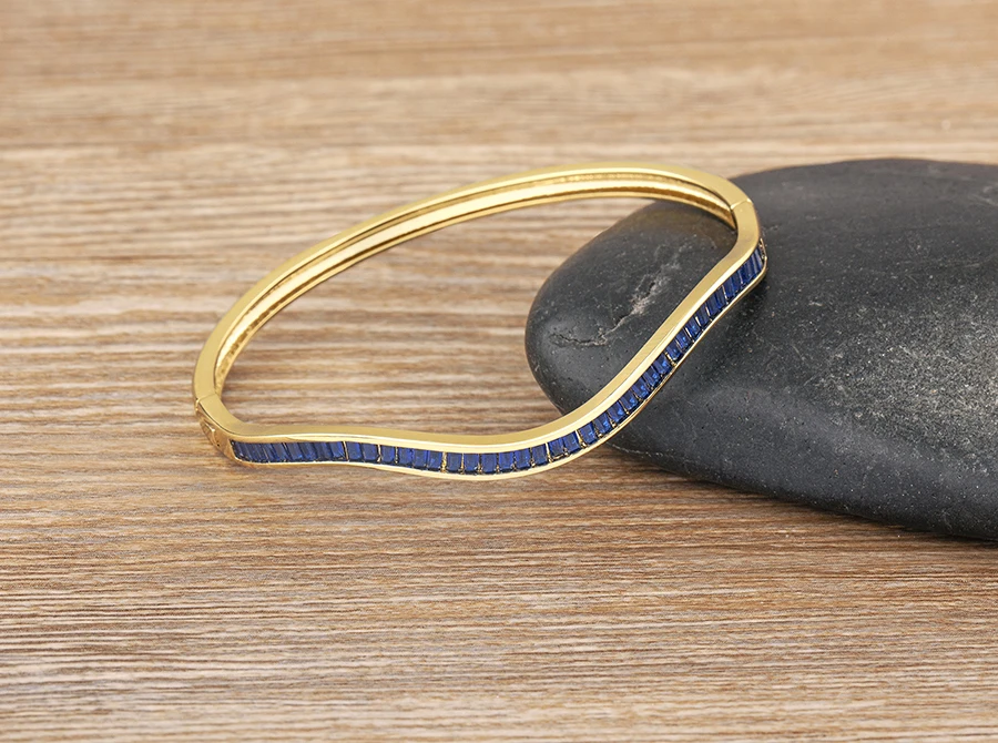 Nidin Licht Luxus Offene Armreif für Frauen Matt Frauen Armband Doppel Linie Ring Liebe Verwoben Wasser Welligkeit Armband Schmuck – Detail 3