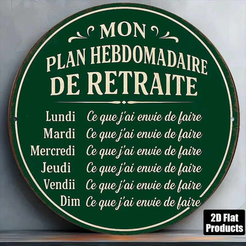 2D Flat - 【2D Flat】 2D Flat - [2D Flat] 1pc a 2D Flat Printed Metal Sign Measuring 7.87X7.87inch, Featuring a Vintage French Ret