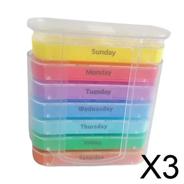 

Красочный 7-дневный органайзер для таблеток с принтом даты, еженедельный футляр для таблеток для витаминов и добавок, управление путешествиями