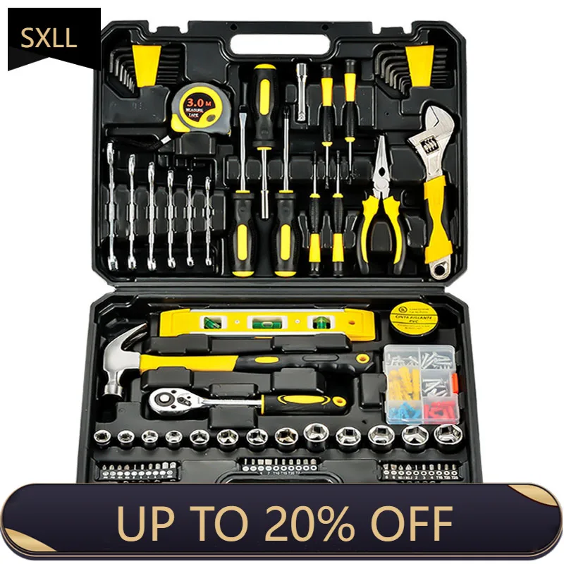 

SXLL Бытовой набор ручных инструментов Ручной комбинированный ящик для инструментов Набор для ремонта автомобиля Бытовой подарочный набор инструментов Производство садовых инструментов для деревообработки