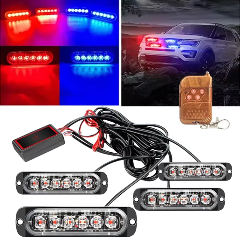 24 LED Amber Strobe Safety Light Wireless Remote Control Auxiliary Warning Lamp For Engineering Trailer Off-Road Truck Machinery