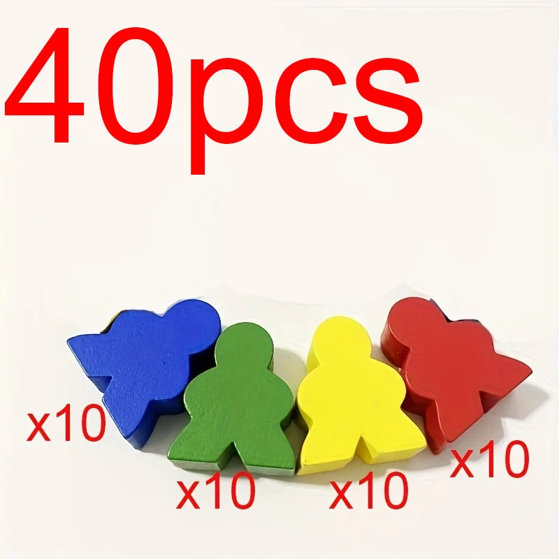 40pcs Wooden Board Game Pieces Bulk Replacement Gaming Components Humanoid Chess Pieces