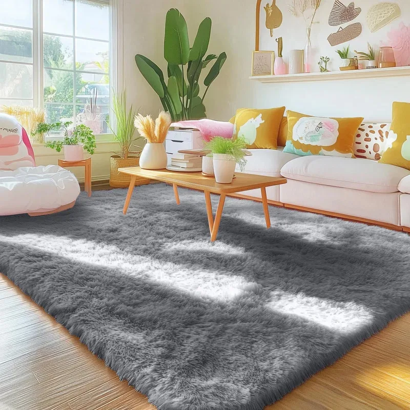 VIKAMA Minimalistischer Plüschteppich, bequem weich und warm, rutschfest, für Wohnzimmer, Sofa, Bett, Nachttisch, für Schlafzimmer, Heimdekoration