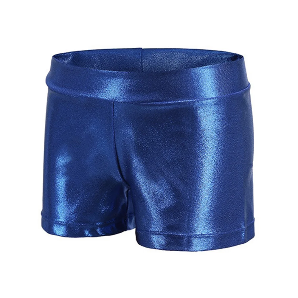 Детская танцевальная одежда для девочек, спортивные блестящие танцевальные шорты с высокой талией, облегающие шорты, одежда для спорта, гимнастики и тренировок