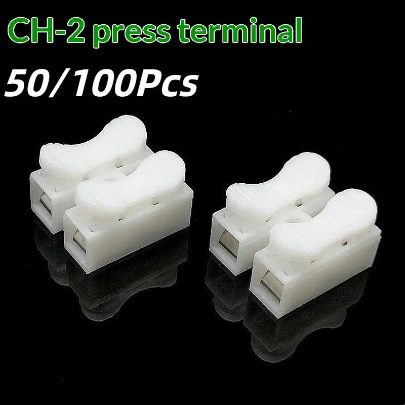 No Soldering Quick Cable Connector 50/100Pcs CH-2 1P 2P No Screw Terminals for RV Electrical System Repair