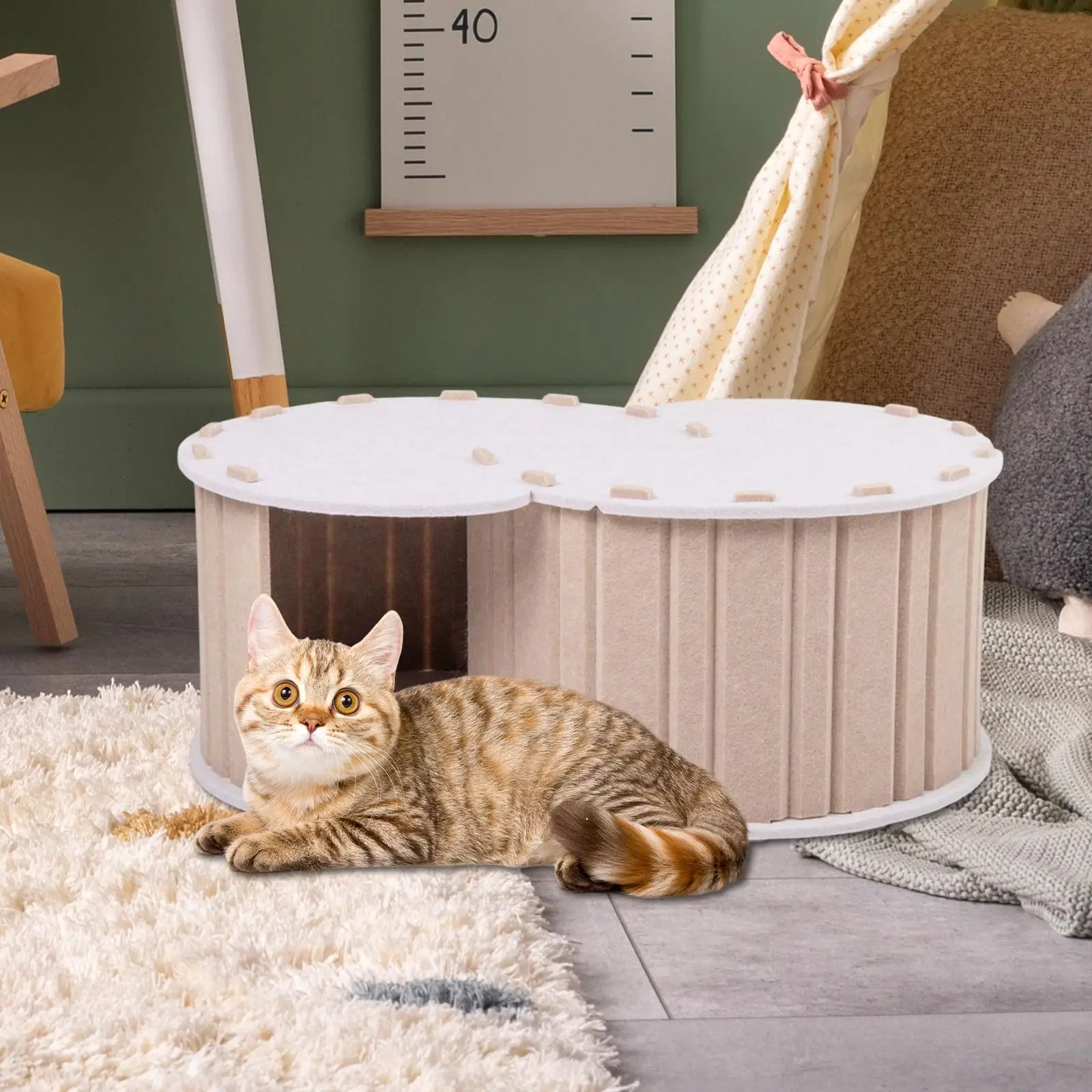 

Портативная кровать-туннель для кошек с двумя отверстиями, всесезонная для домашних кошек, пещеры для кошек