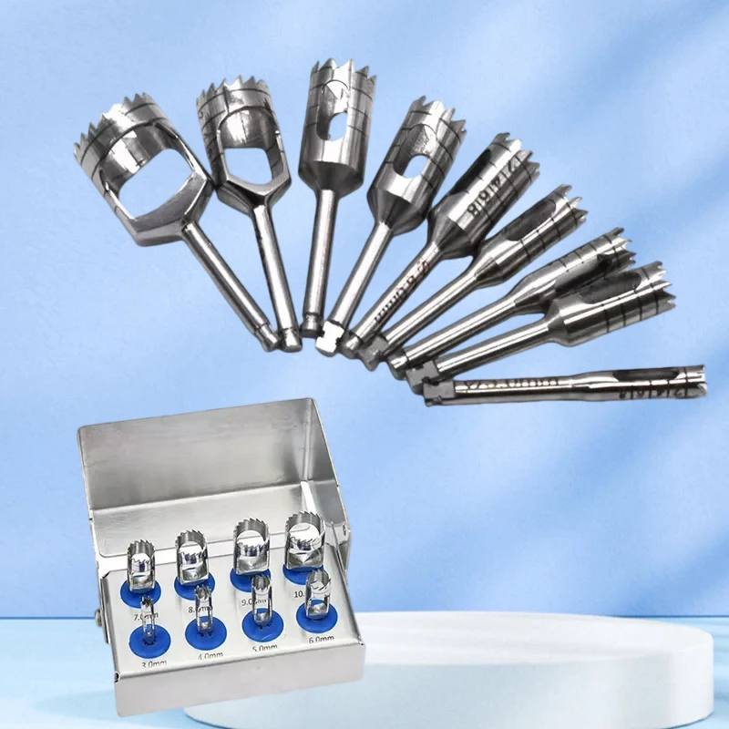 

8PCS Dental Implant Trephine Bur Drill Tissue Punch Stainless Steel Planting Tools Low Speed Machine Handpiece