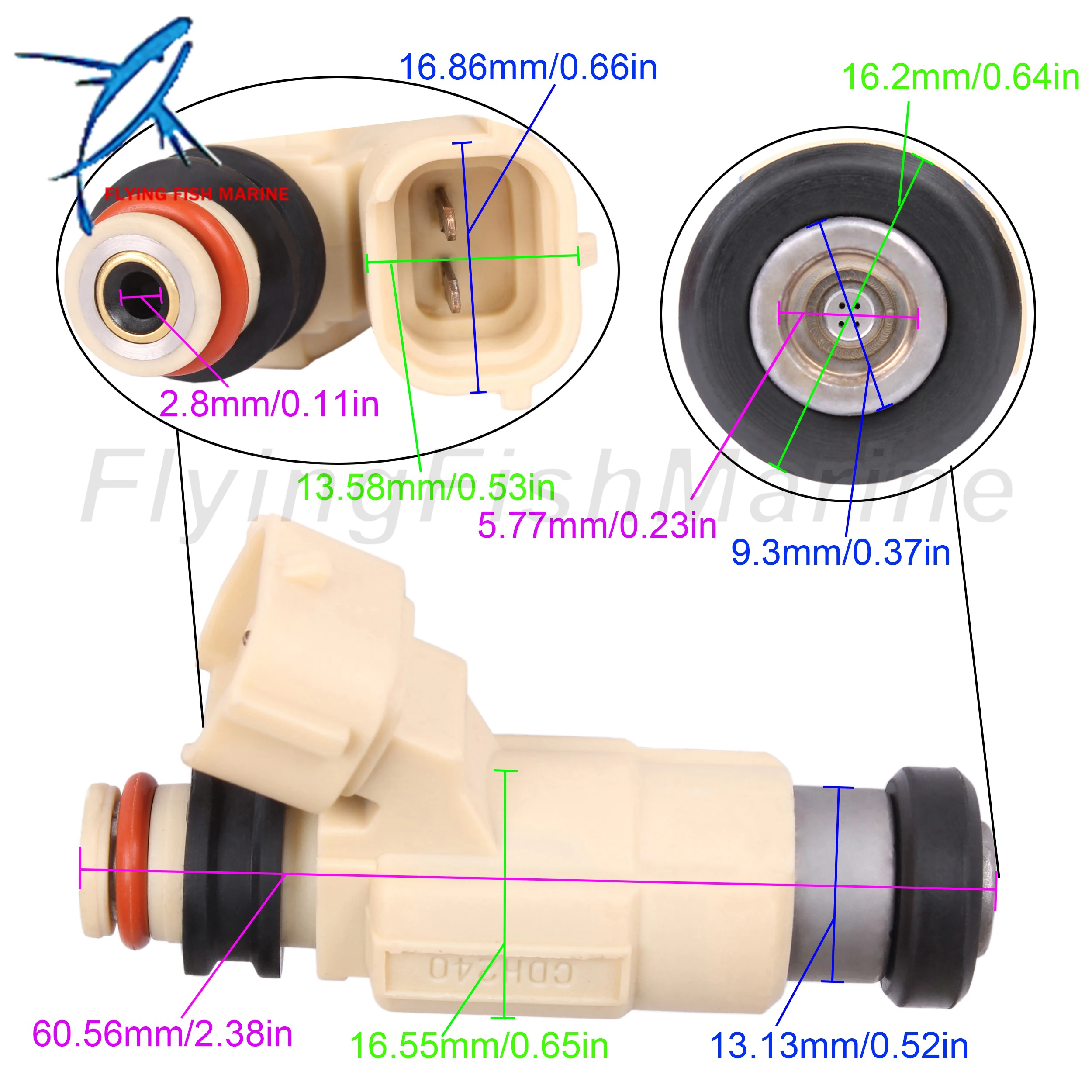 Outboard Engine 69J-13761-00 CDH240 FI004 CDH-240 MR507252 MR507252 842-12299 F410261 Fuel Injection Nozzle for Yamaha F200 F225