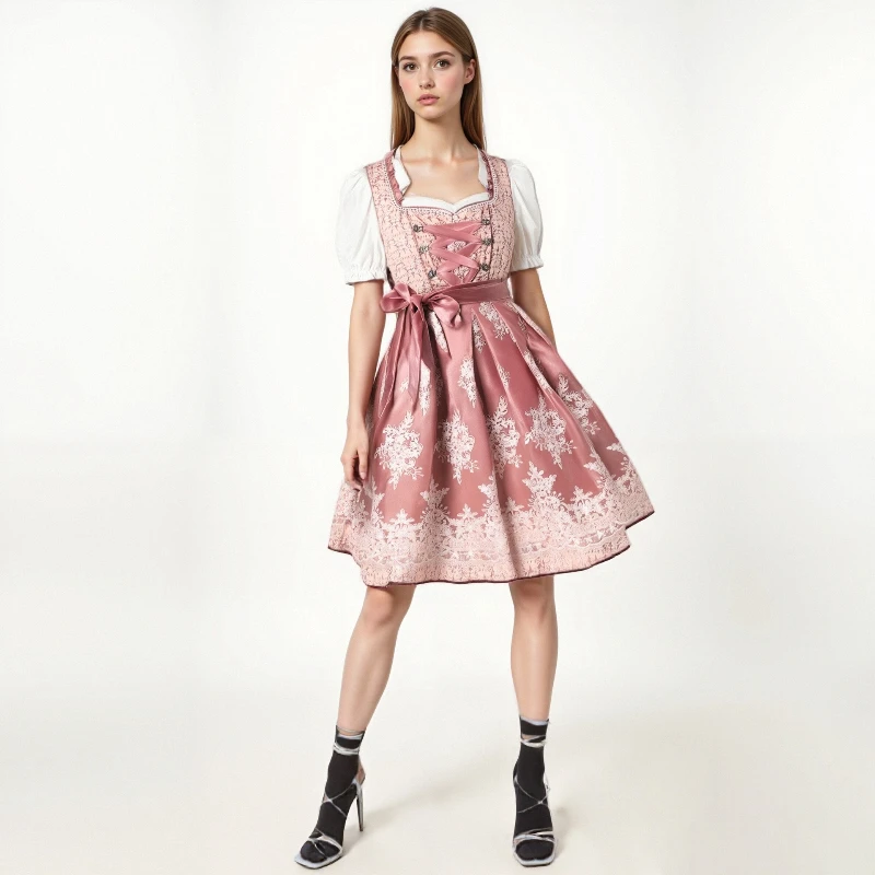 

Women's Casual Bar Suit Short-sleeved Tie Dress Halloween Popular Party Dresses Oktoberfest Cosplay Costumes Props Suit Dress